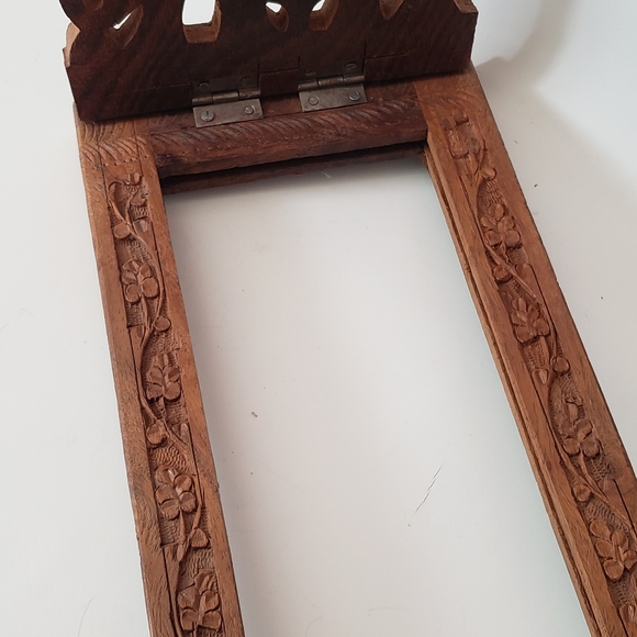 Antique Carved Wooden Elephant and Floral Expandable Book Holder from India - Picture 8 of 16